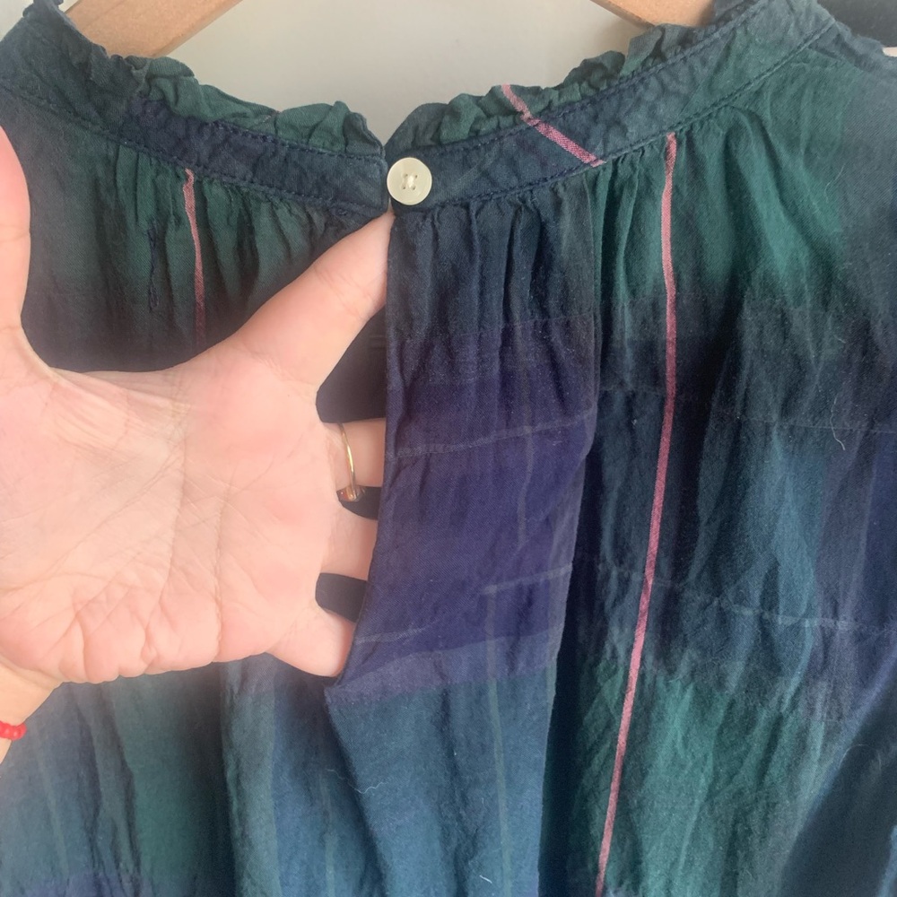 Isabella Sinclair Anthropologie Green and Blue Ruffled Top - Picture 7 of 8